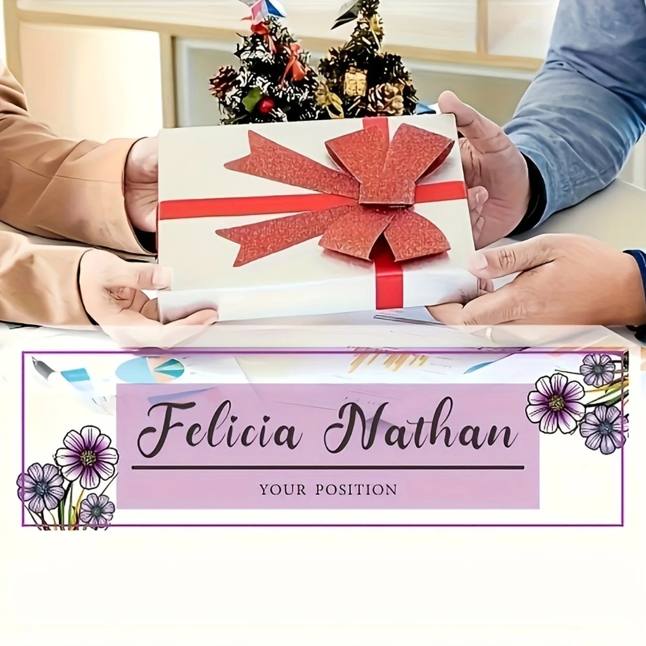 Zarif Pembe-Mor Çiçekli Akrili - Desk Name Plate incelemesi ve fiyatı