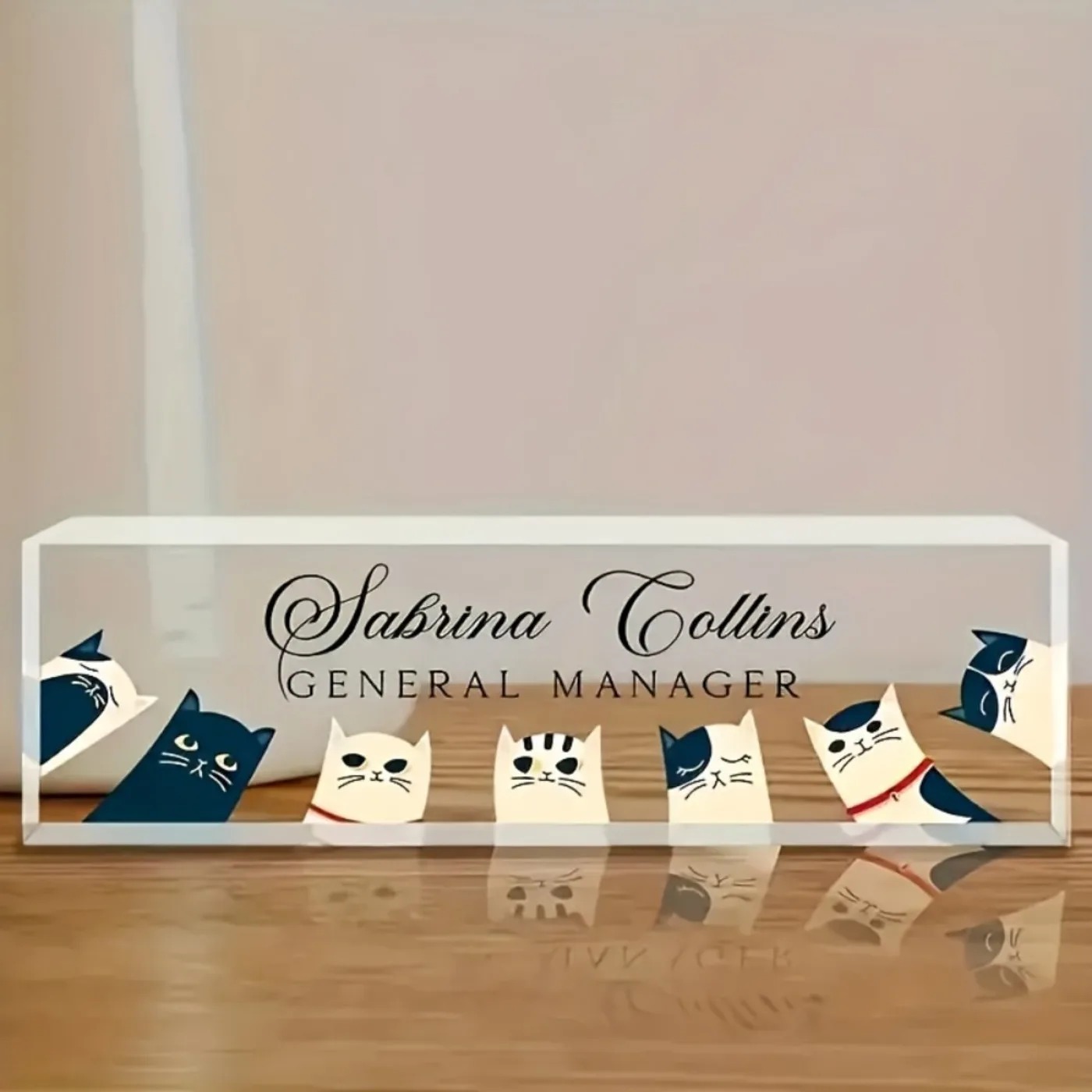 [2D Düz] Özel Şeffaf Kedi Tema - Desk Name Plate incelemesi ve fiyatı